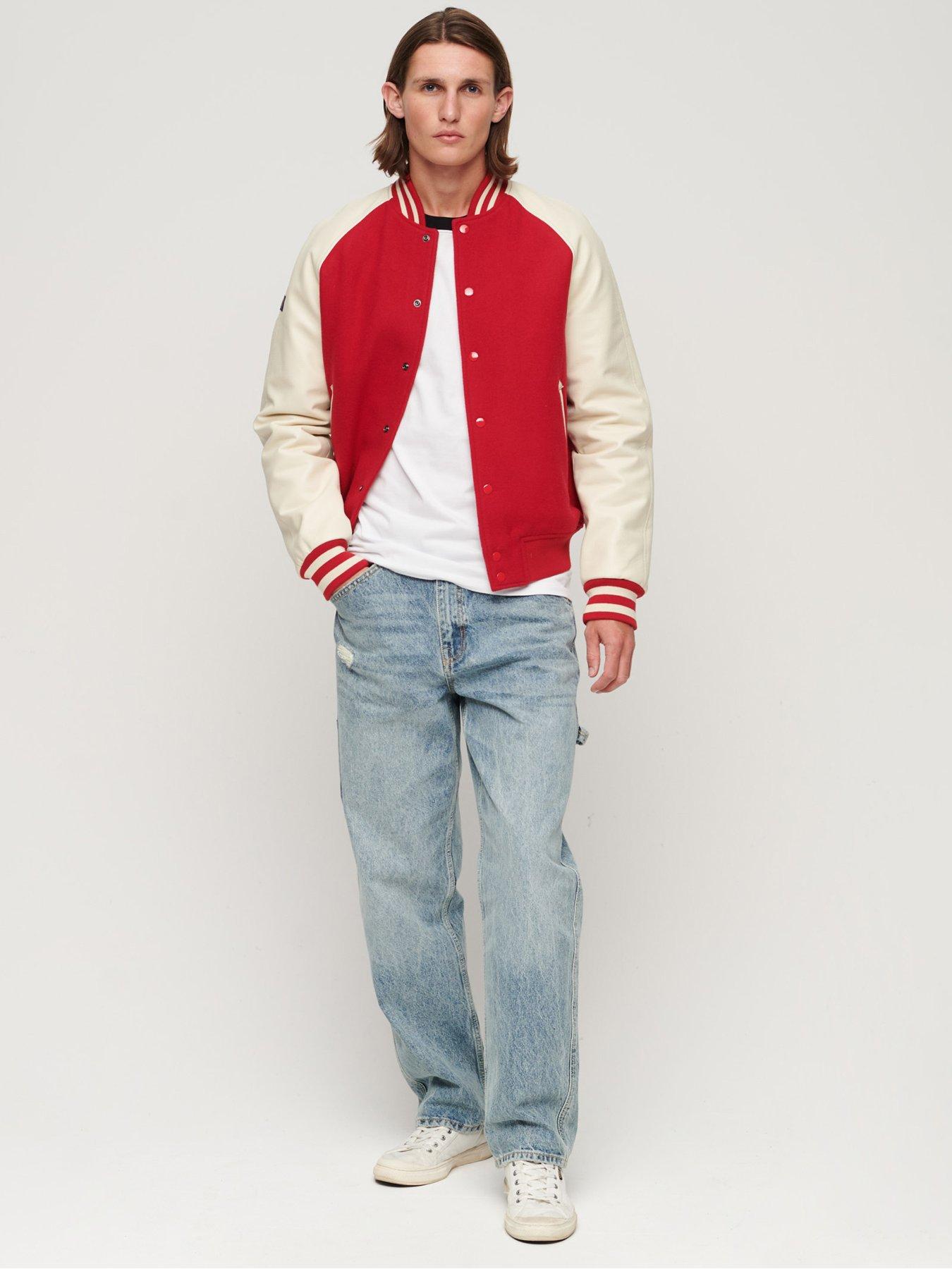 Bright red bomber jacket hot sale