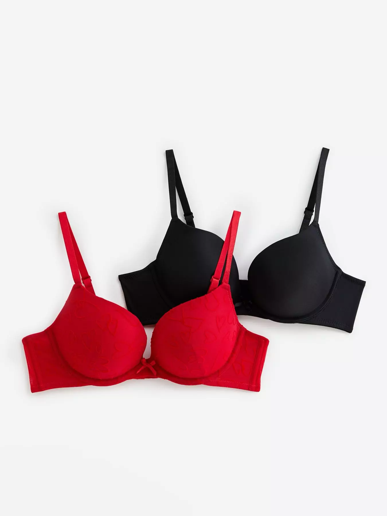 New Look 2 Pack Mesh Lace Push Up Bras in Red