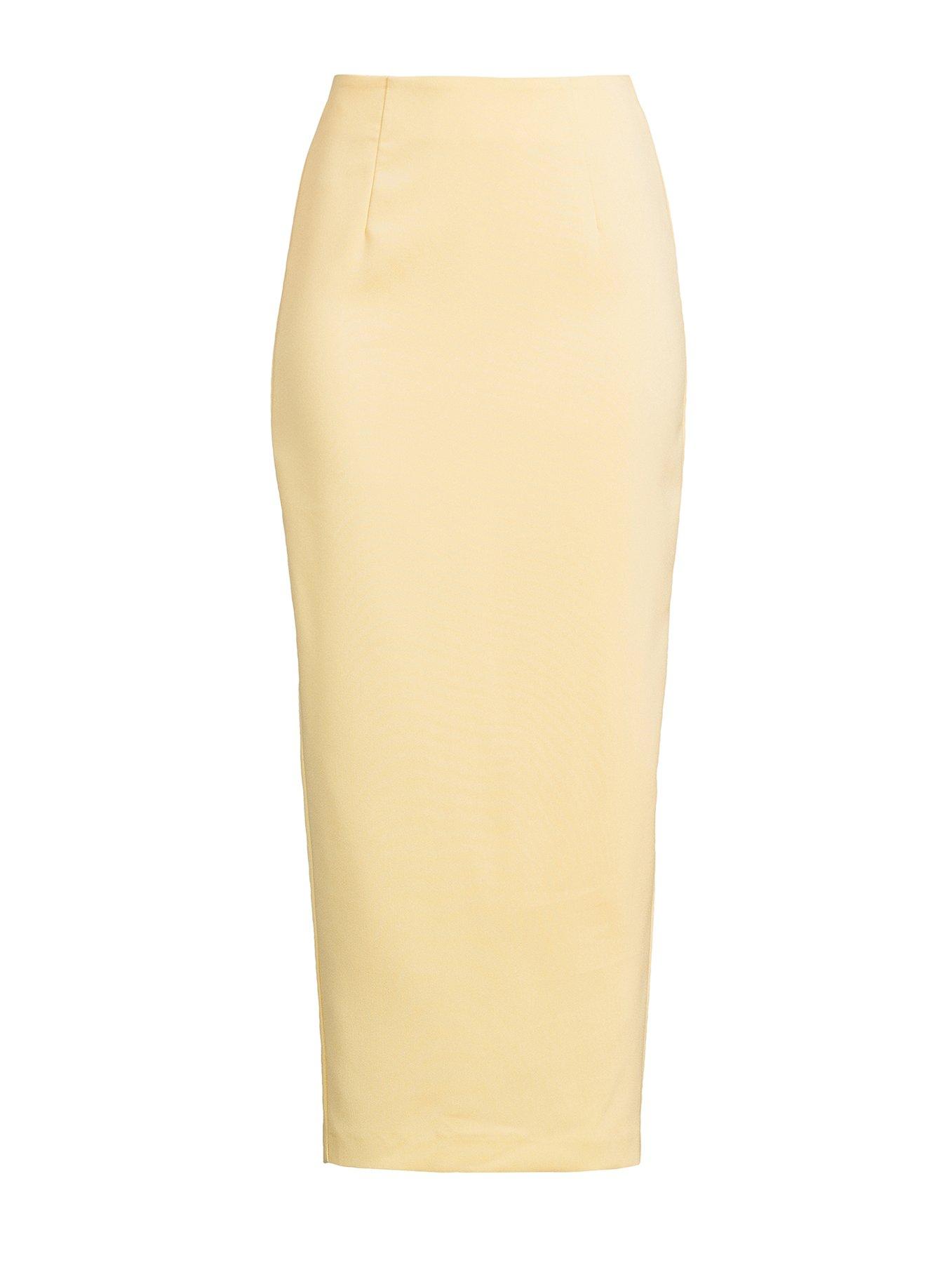 Michelle Keegan Co-Ord Pencil Midaxi Skirt - Lemon | Very.co.uk