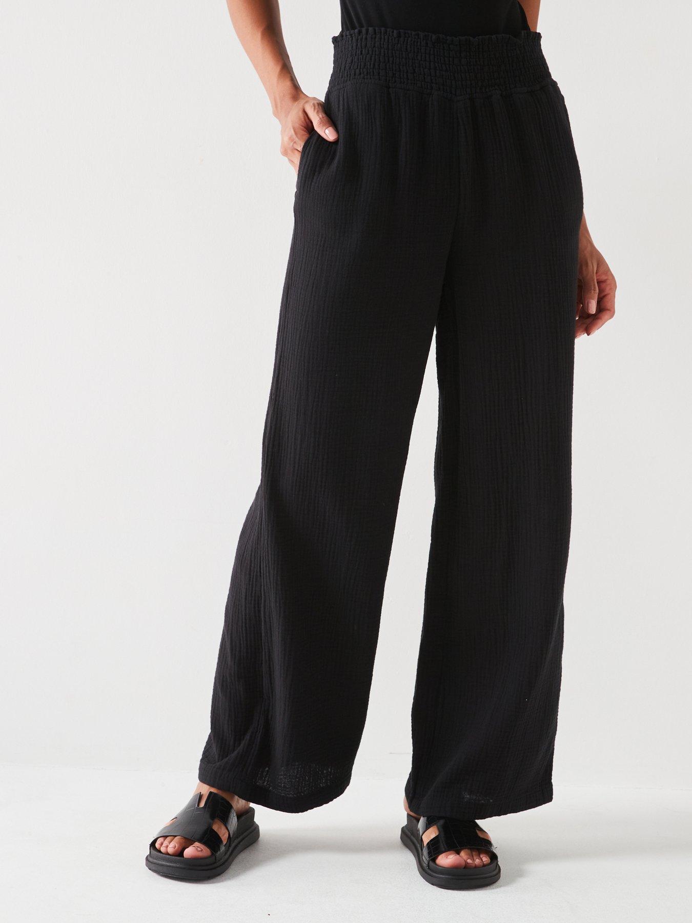 Black wide leg trousers best sale