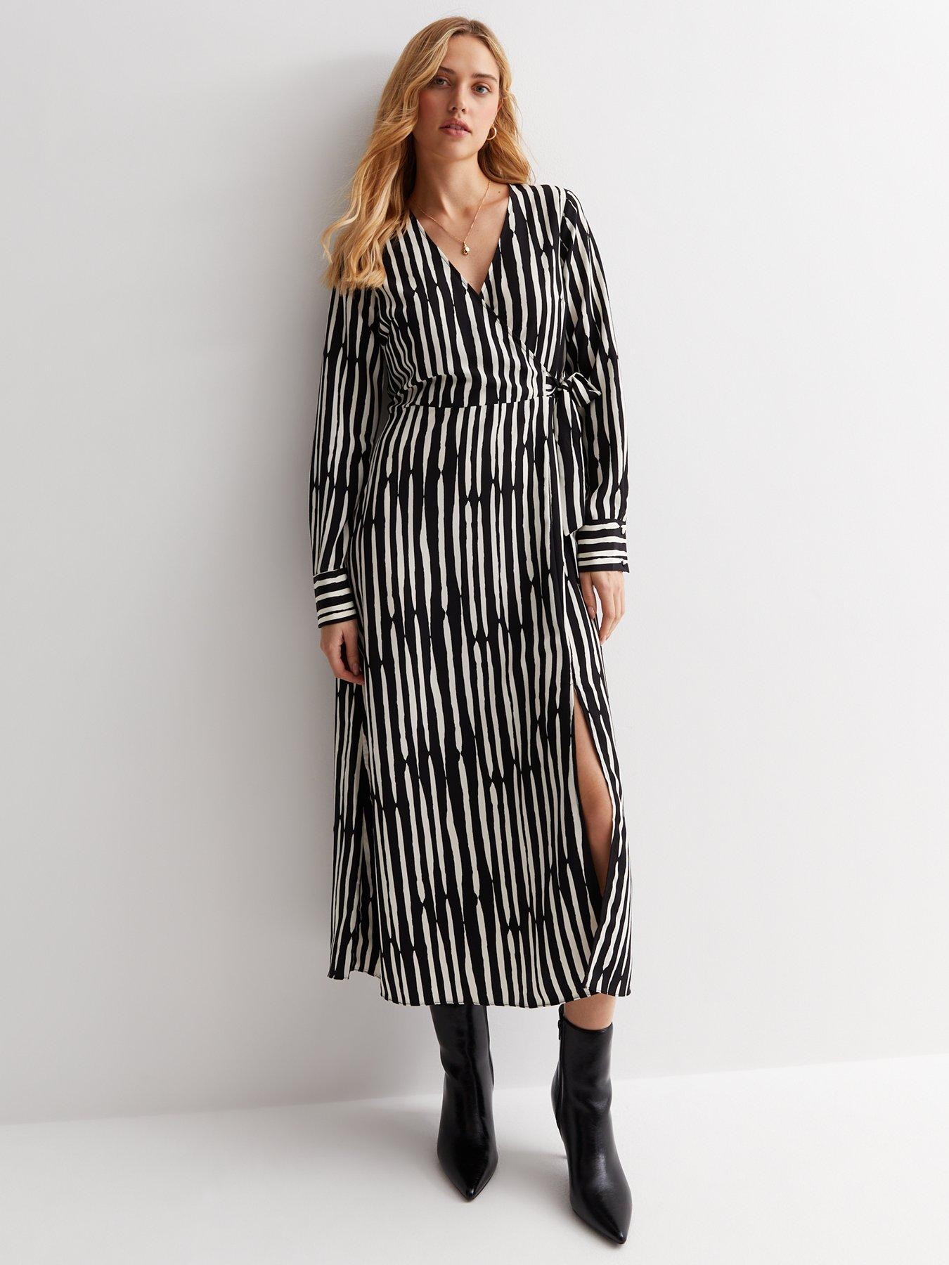 new-look-black-stripe-v-neck-wrap-split-hem-midaxi-dress