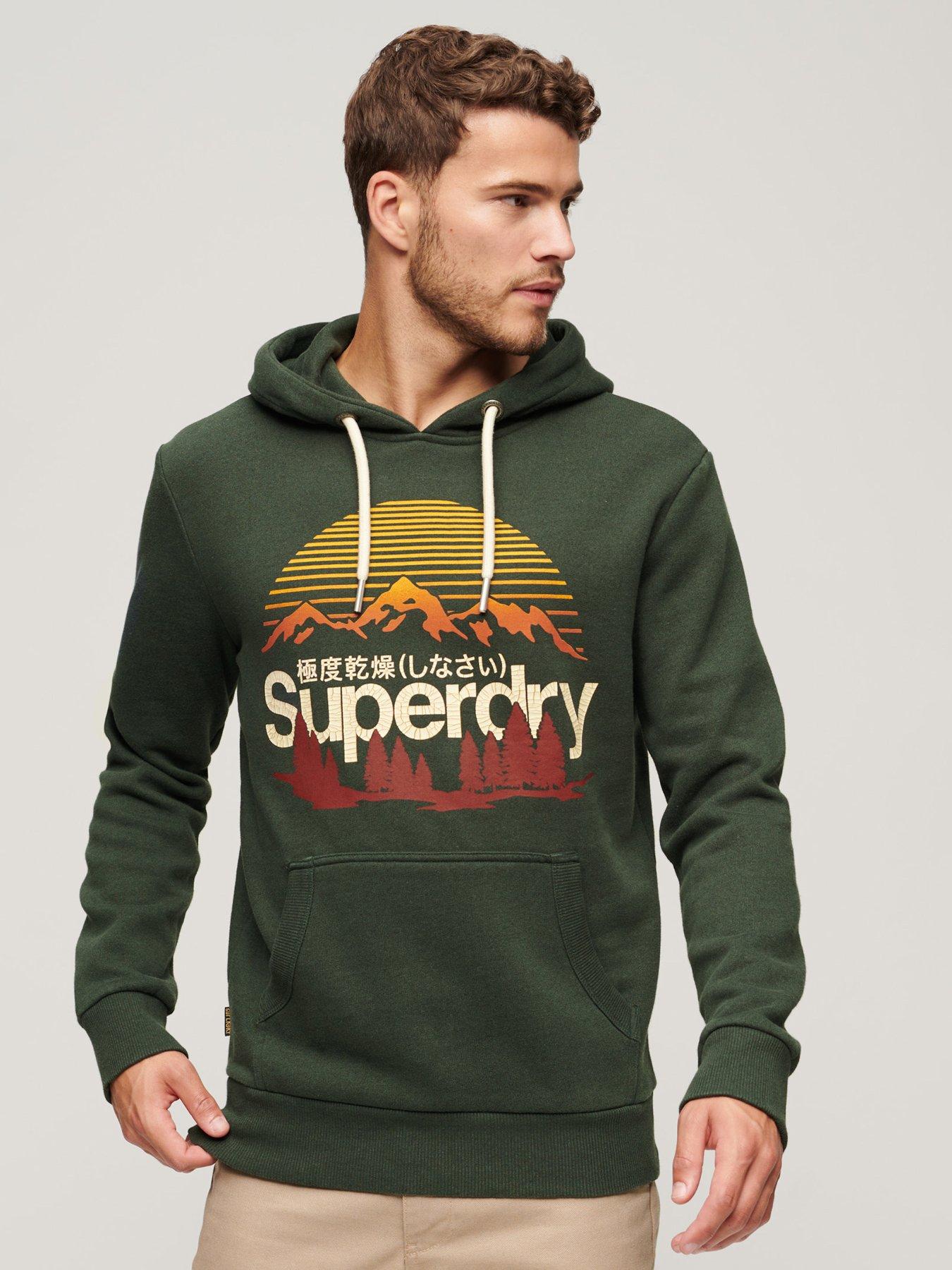 Superdry Great Outdoors Logo Print Hoodie - Dark Green | very.co.uk