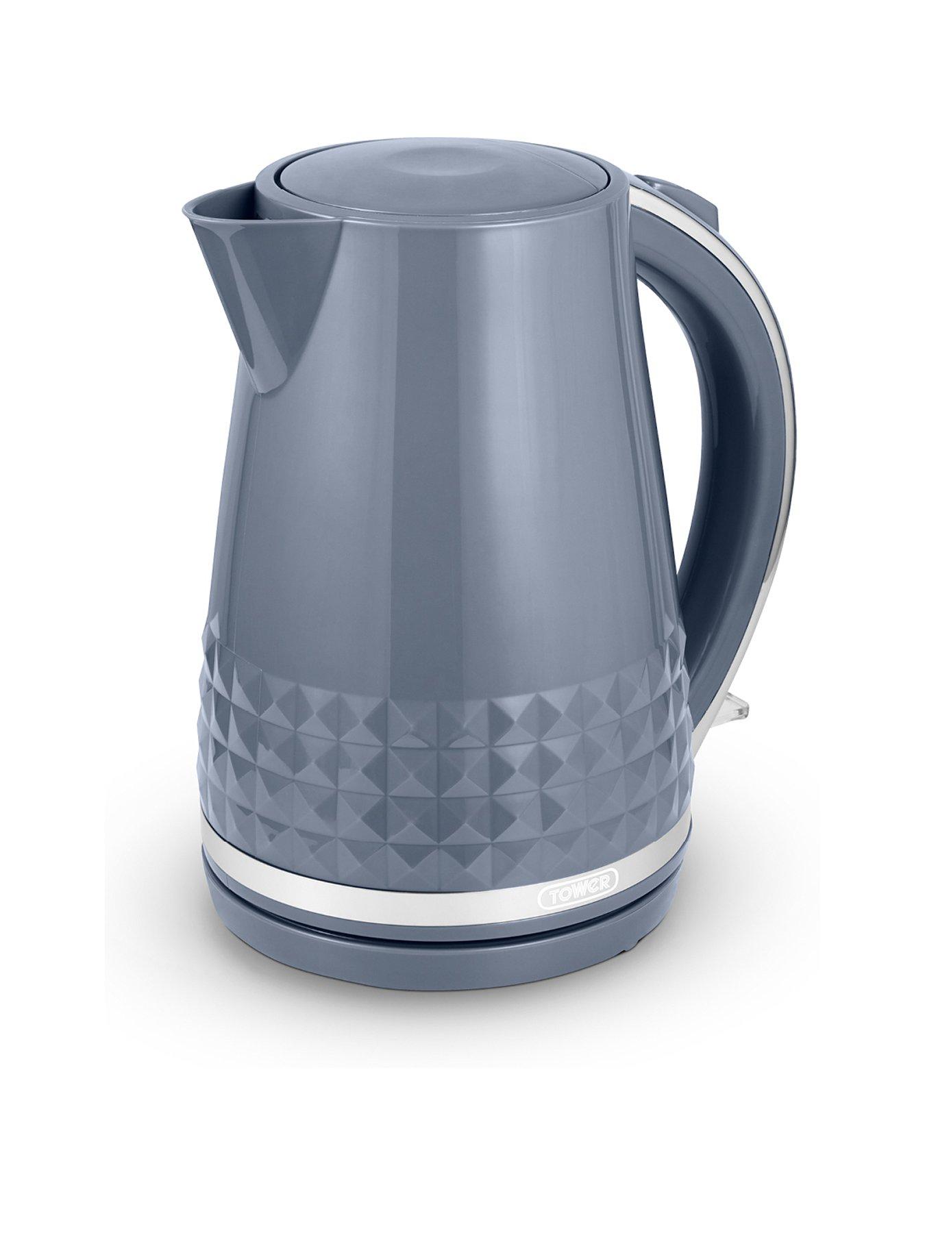 Tower T10075GRY Solitaire Kettle with 360° Swivel Base, Cord Storage, 1.5L, 3KW - Grey and Chrome Accents