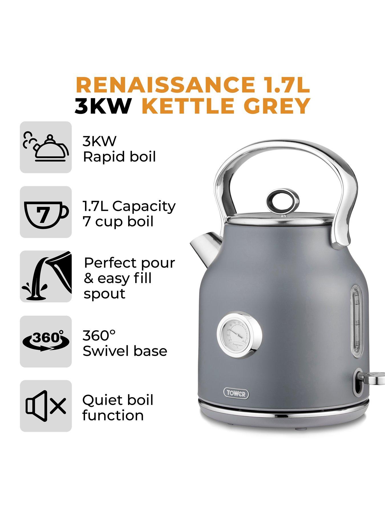 Tower T10063GRY Renaissance 1.7L 3kW Kettle Grey very