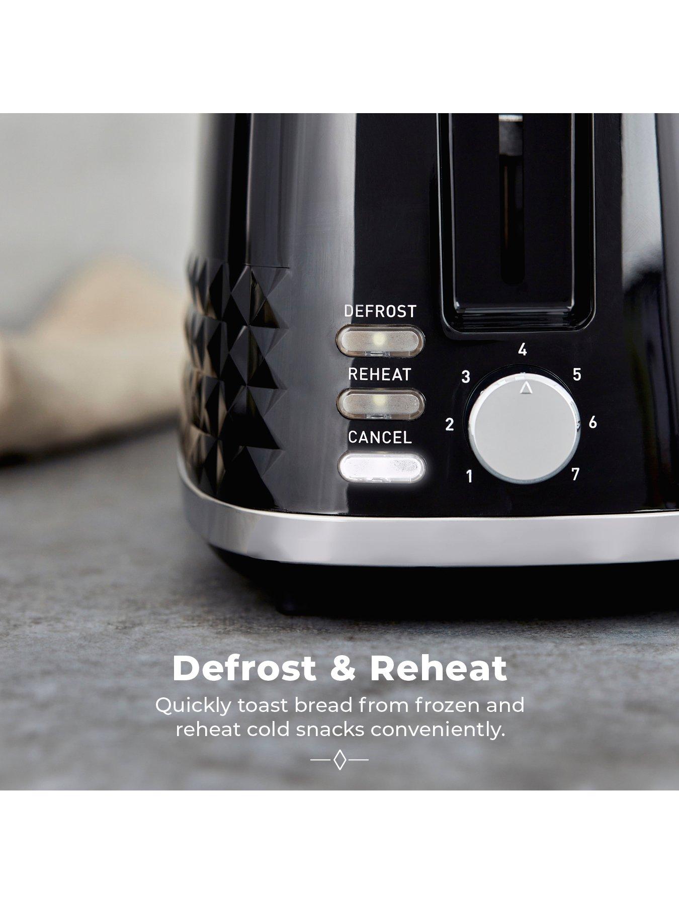 Image 4 of 6 of Tower T20082BLK&nbsp;Solitaire 2-Slice Toaster 850W -&nbsp;Black with&nbsp;Chrome Accents