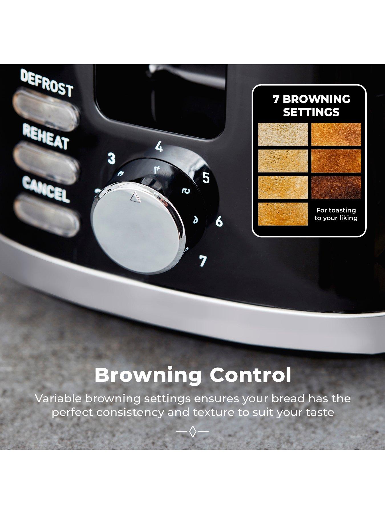 Image 5 of 6 of Tower T20082BLK&nbsp;Solitaire 2-Slice Toaster 850W -&nbsp;Black with&nbsp;Chrome Accents