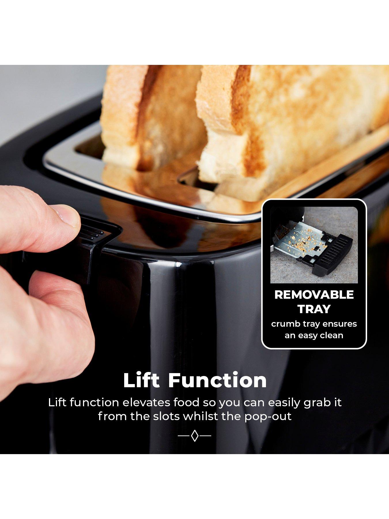 Image 6 of 6 of Tower T20082BLK&nbsp;Solitaire 2-Slice Toaster 850W -&nbsp;Black with&nbsp;Chrome Accents