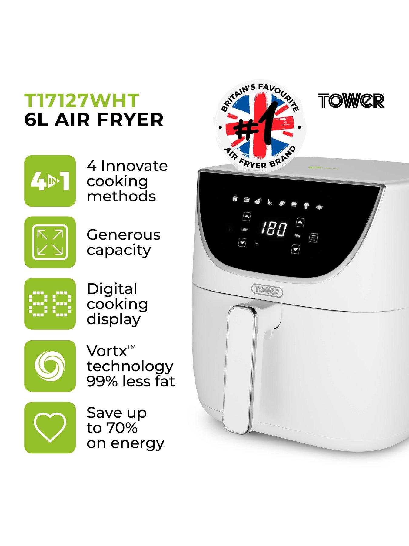 Image 2 of 6 of Tower T17127WHT, Vortx Air Fryer with Digital Control Panel, 1700W, 6L, White