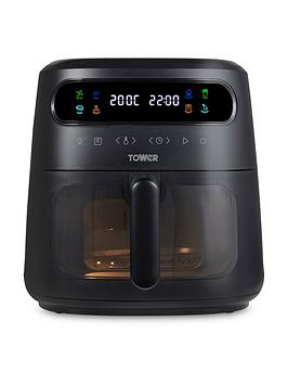 Tower T17123, Vortx Vizion 7.5L Air Fryer With Colour Digital Display, Digital Control Panel  7 One-Touch Pre-Sets, 1900W, Black