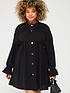  image of ax-paris-curve-black-long-sleeve-gathered-detail-button-front-dress