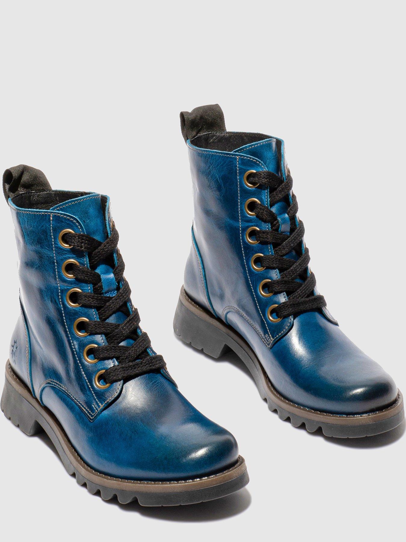 Royal blue top leather boots