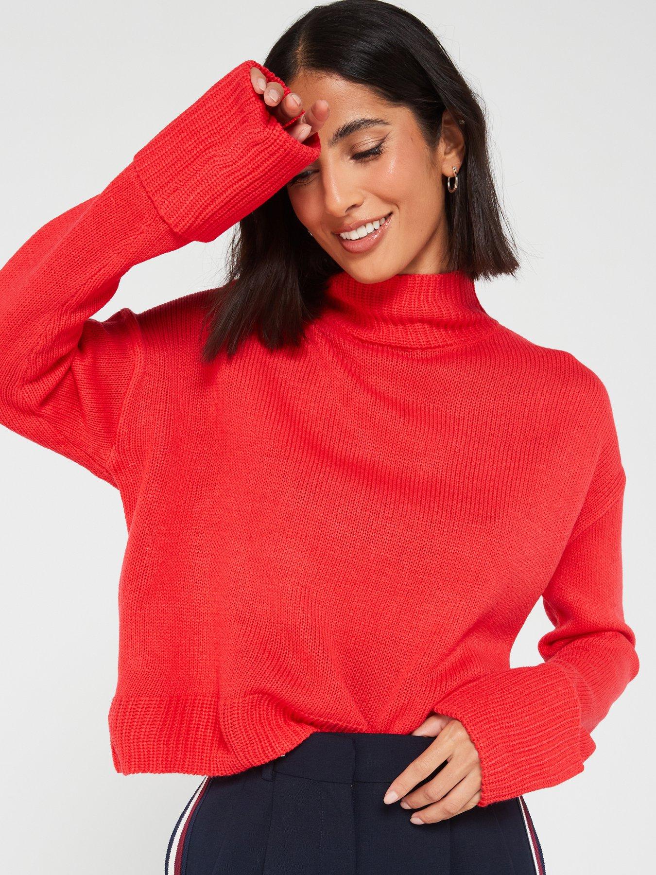 High neck sale red jumper