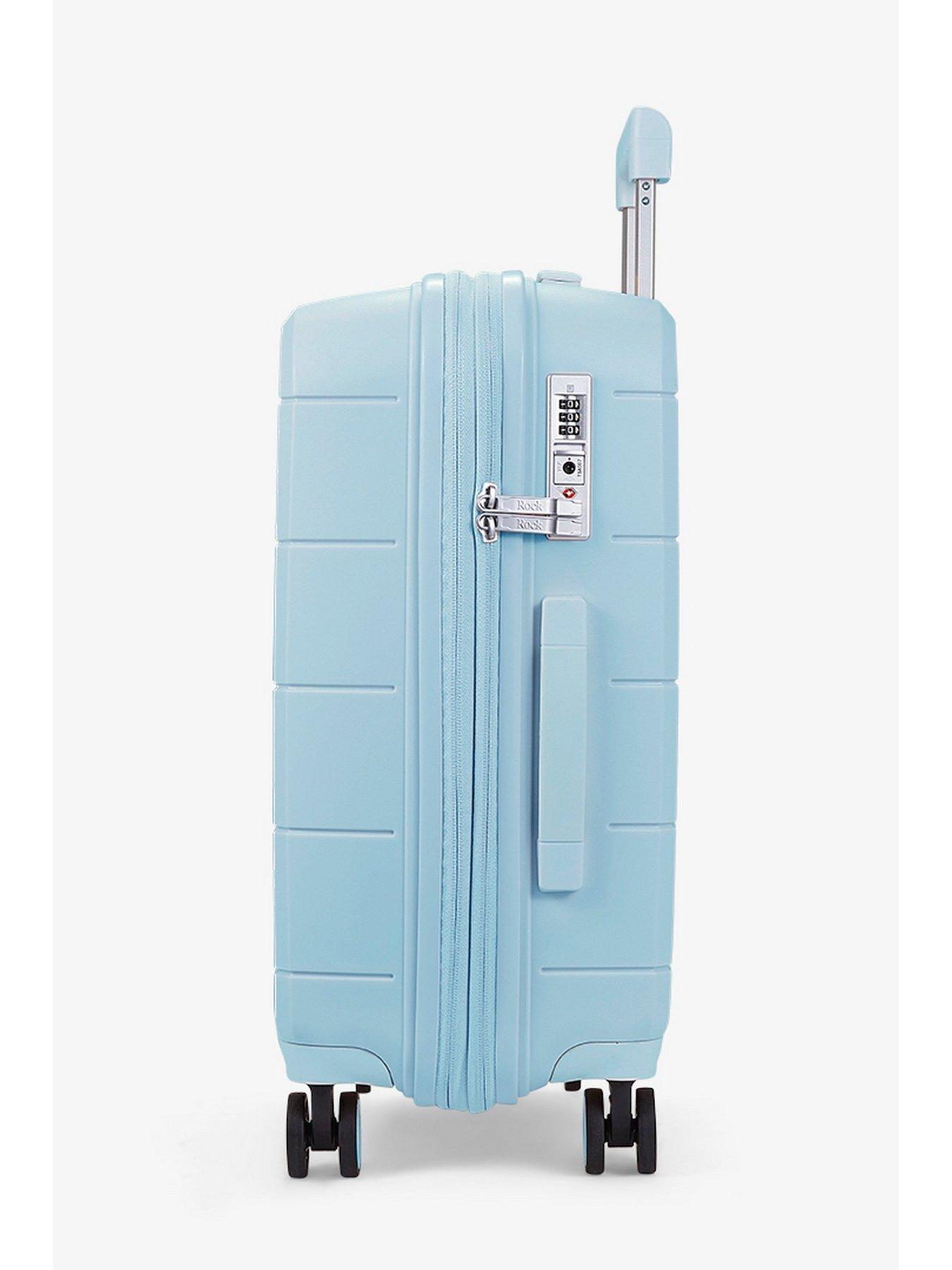 Light blue store hard suitcase