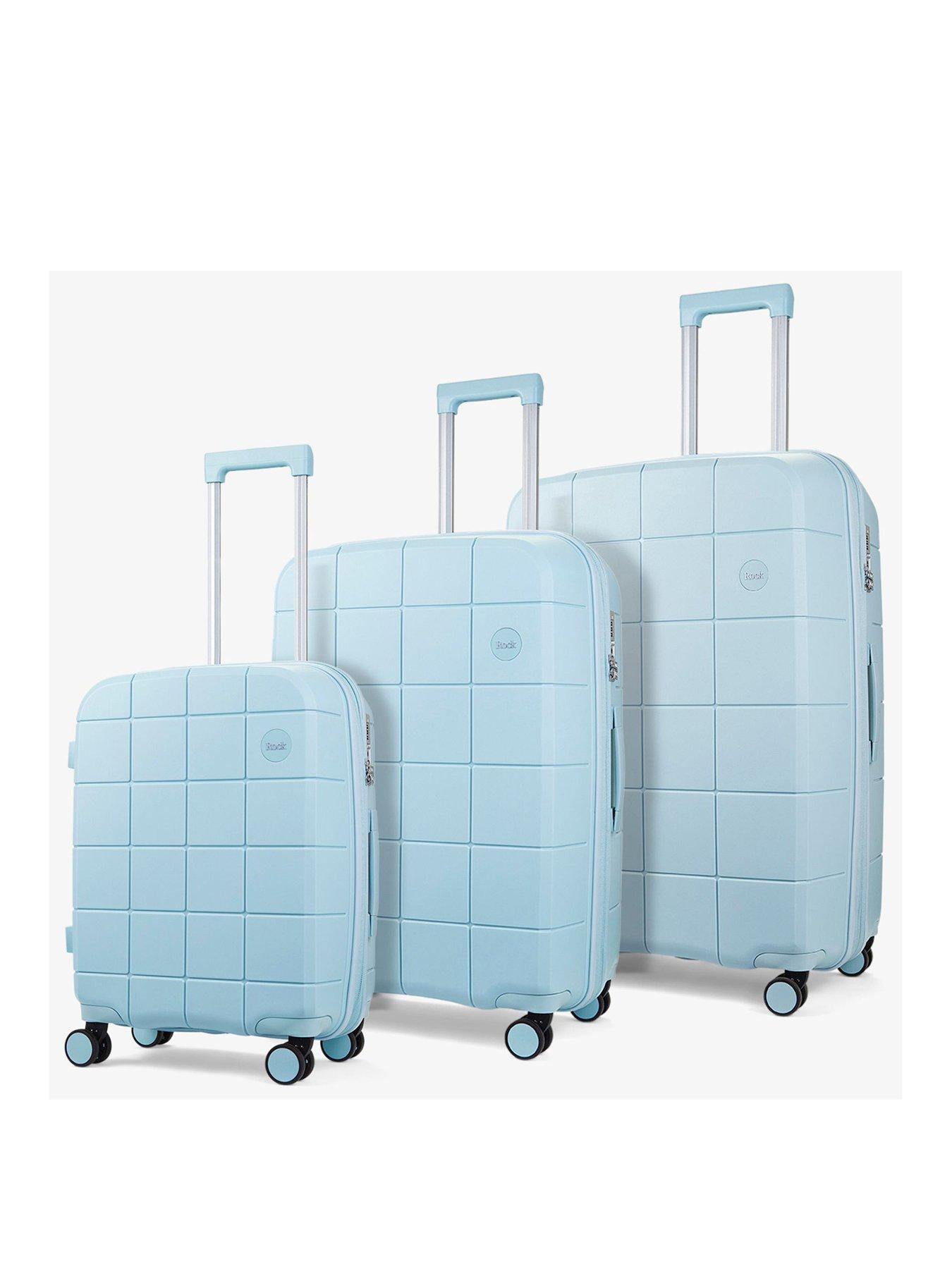 Rock Luggage Pixel 8 Wheel Hardshell 3 Piece Suitcase Set with TSA Locks Pastel Blue Very