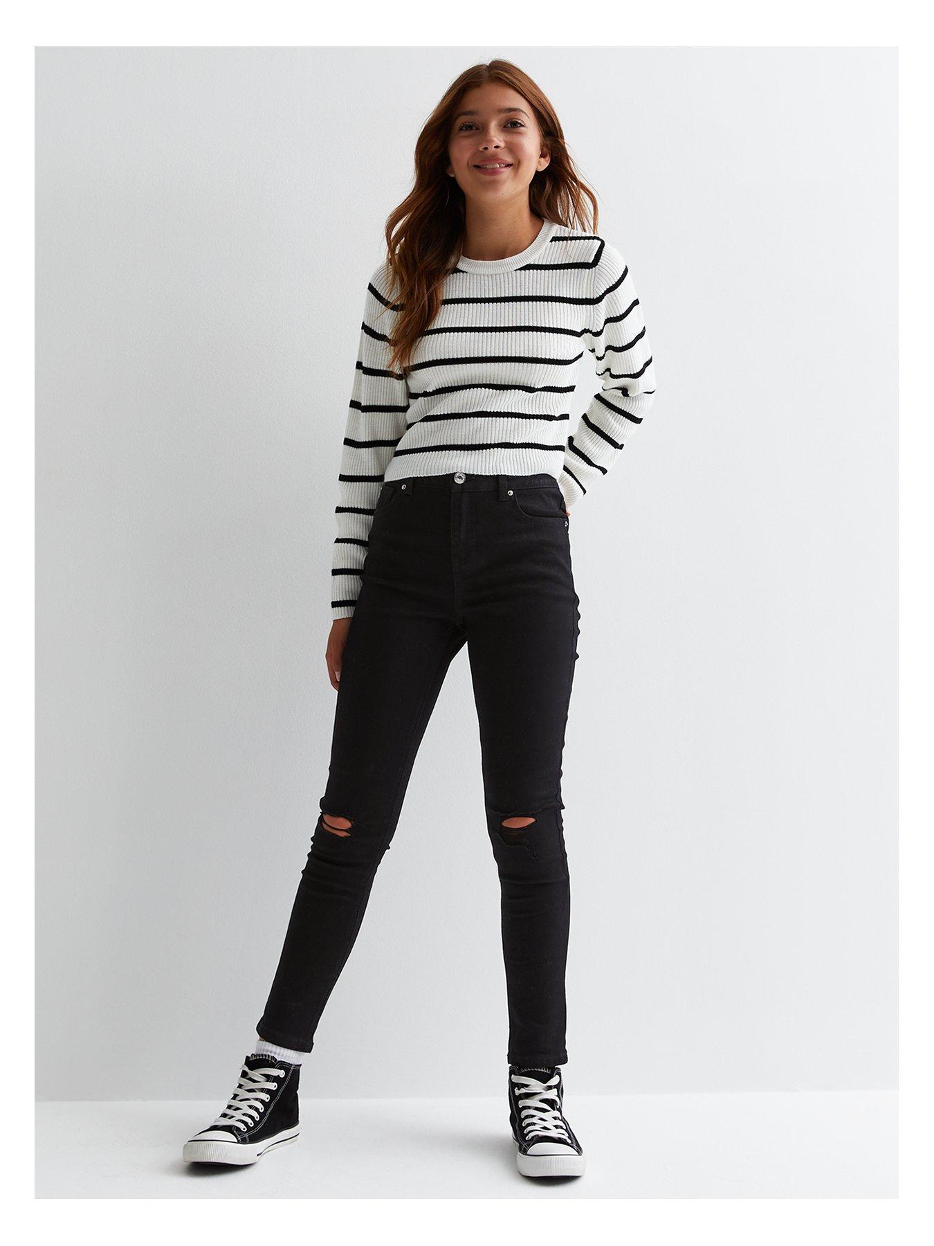 Black ripped skinny hot sale jeans new look