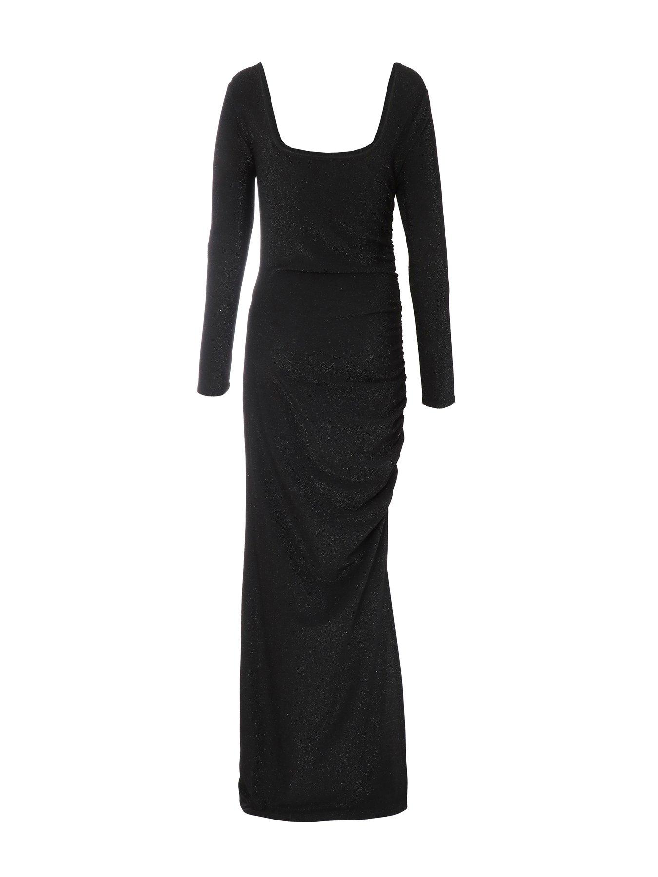 black bodycon dress off the shoulder Plus Size Black Shimmer Bodycon Dress main image 1