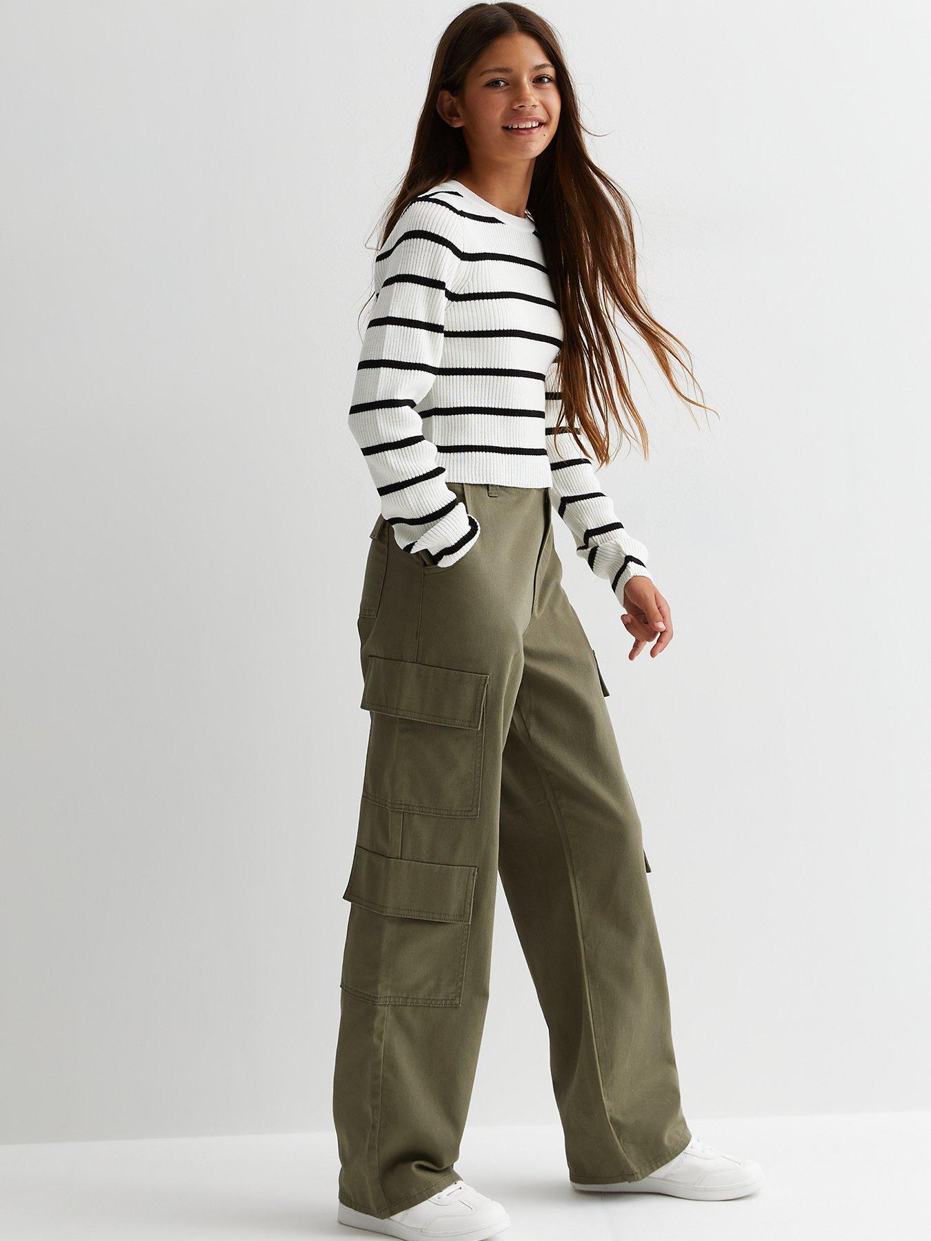 girls wide leg cargo pants, girls bottoms