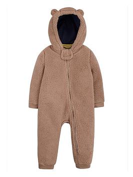 frugi baby toasty ted snuggle suit - brown