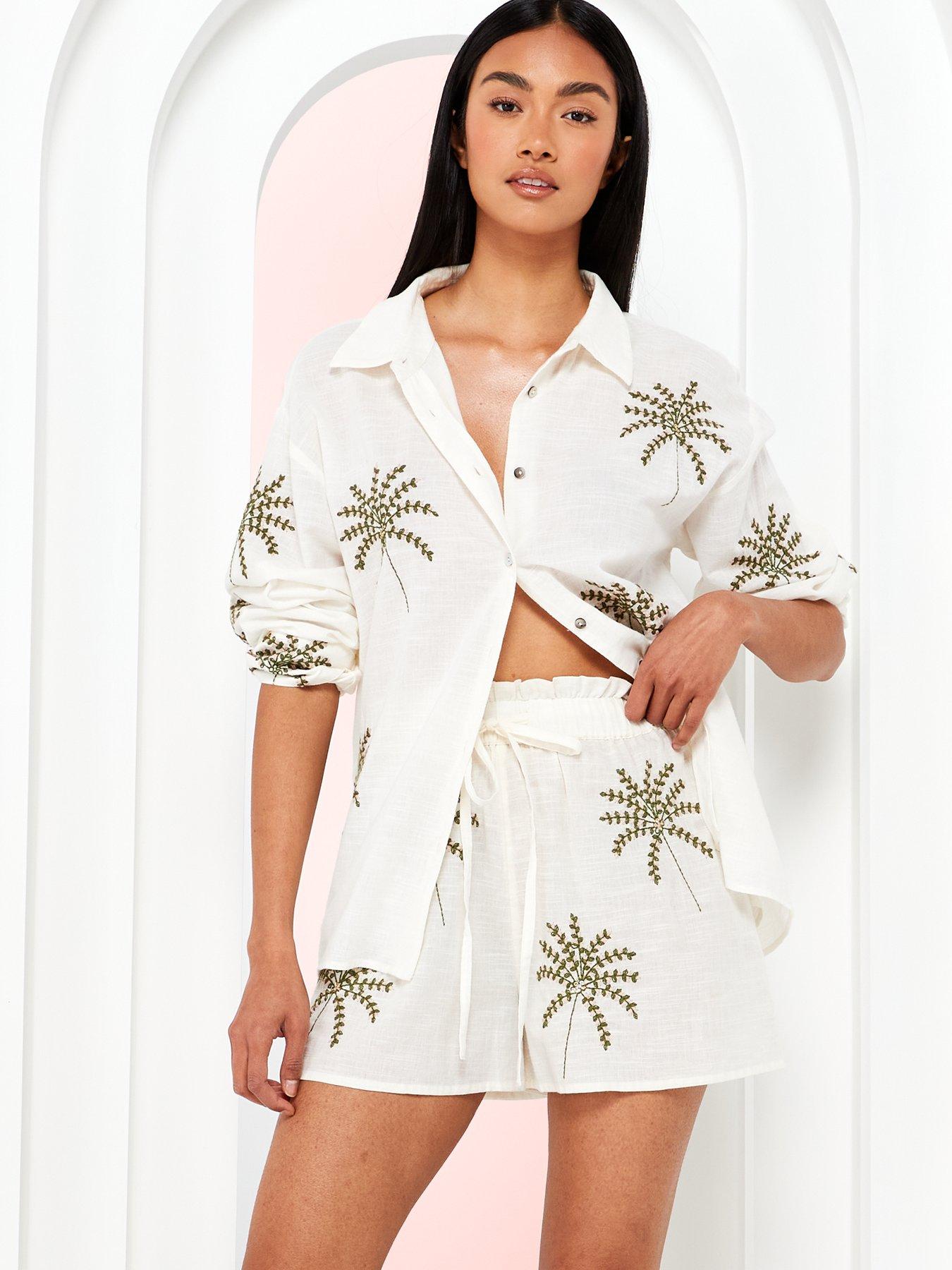 v-by-very-palm-embroidered-co-ord-beach-short-cream