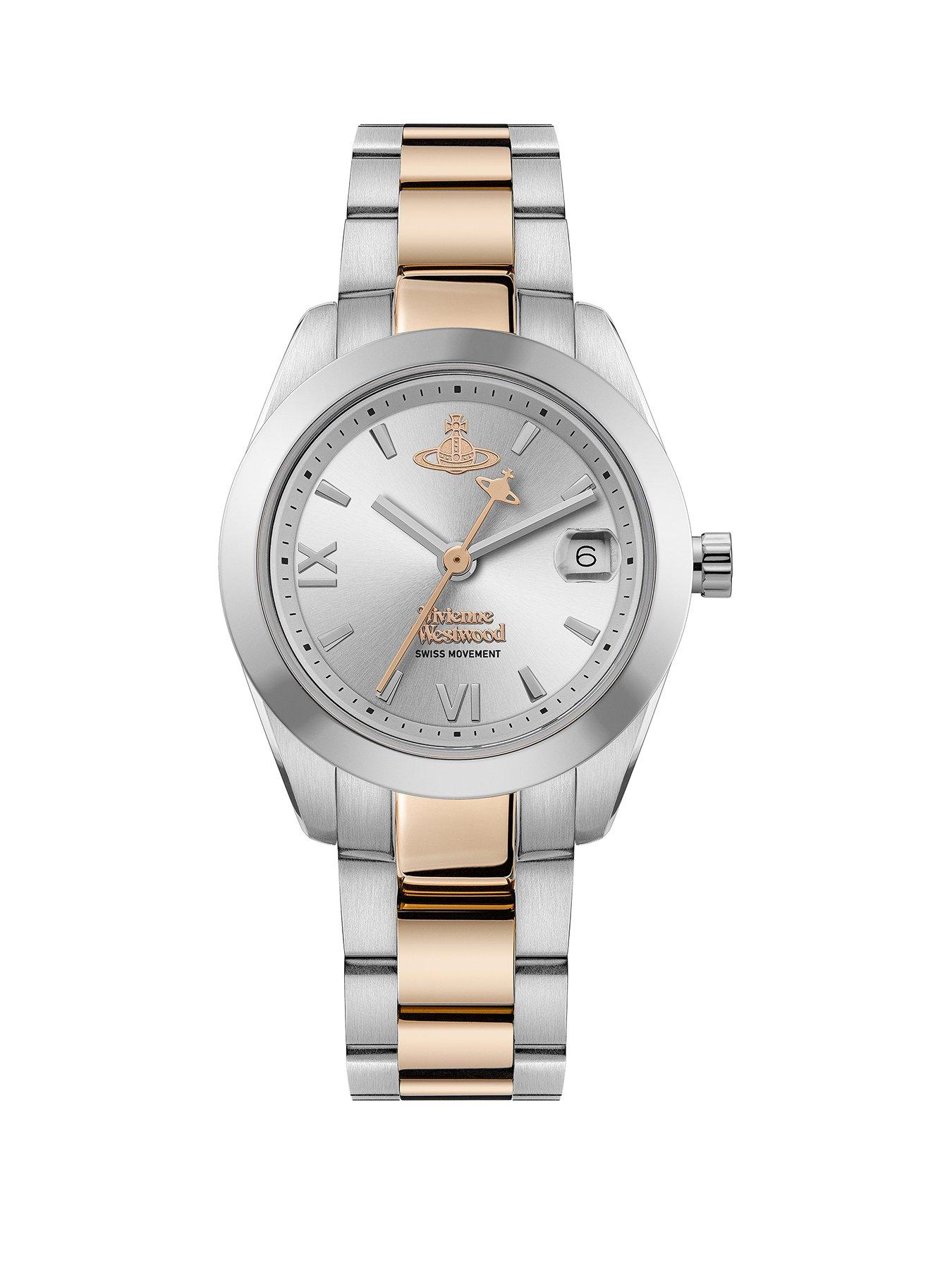Product photograph of Vivienne Westwood Fenchurch Ladies Quartz Watch With Silver Dial And Two Tone Bracelet from very.co.uk