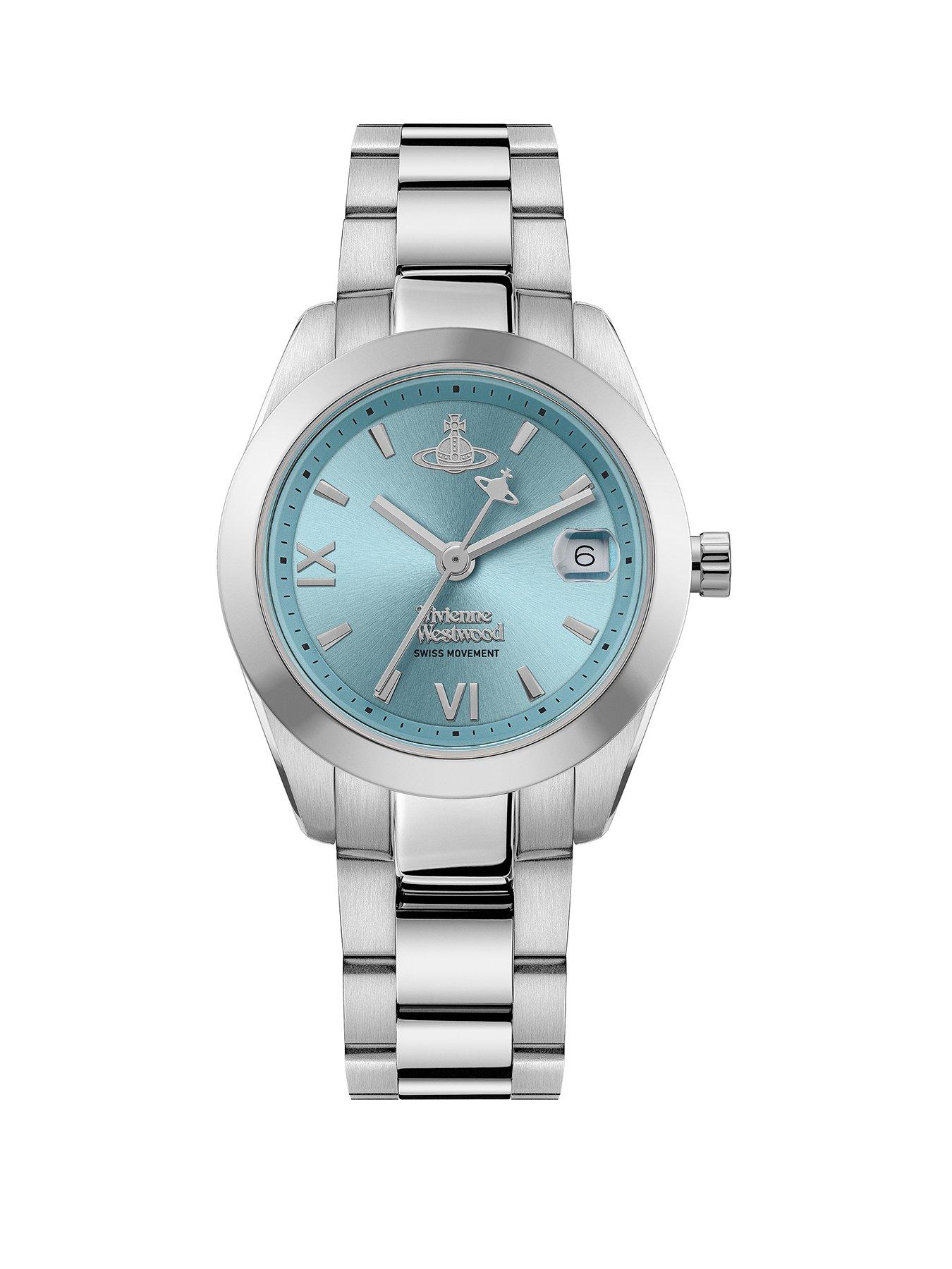 Product photograph of Vivienne Westwood Vivenne Westwood Fenchurch Ladies Quartz Watch With Turquoise Dial Stainless Steel Bracelet from very.co.uk