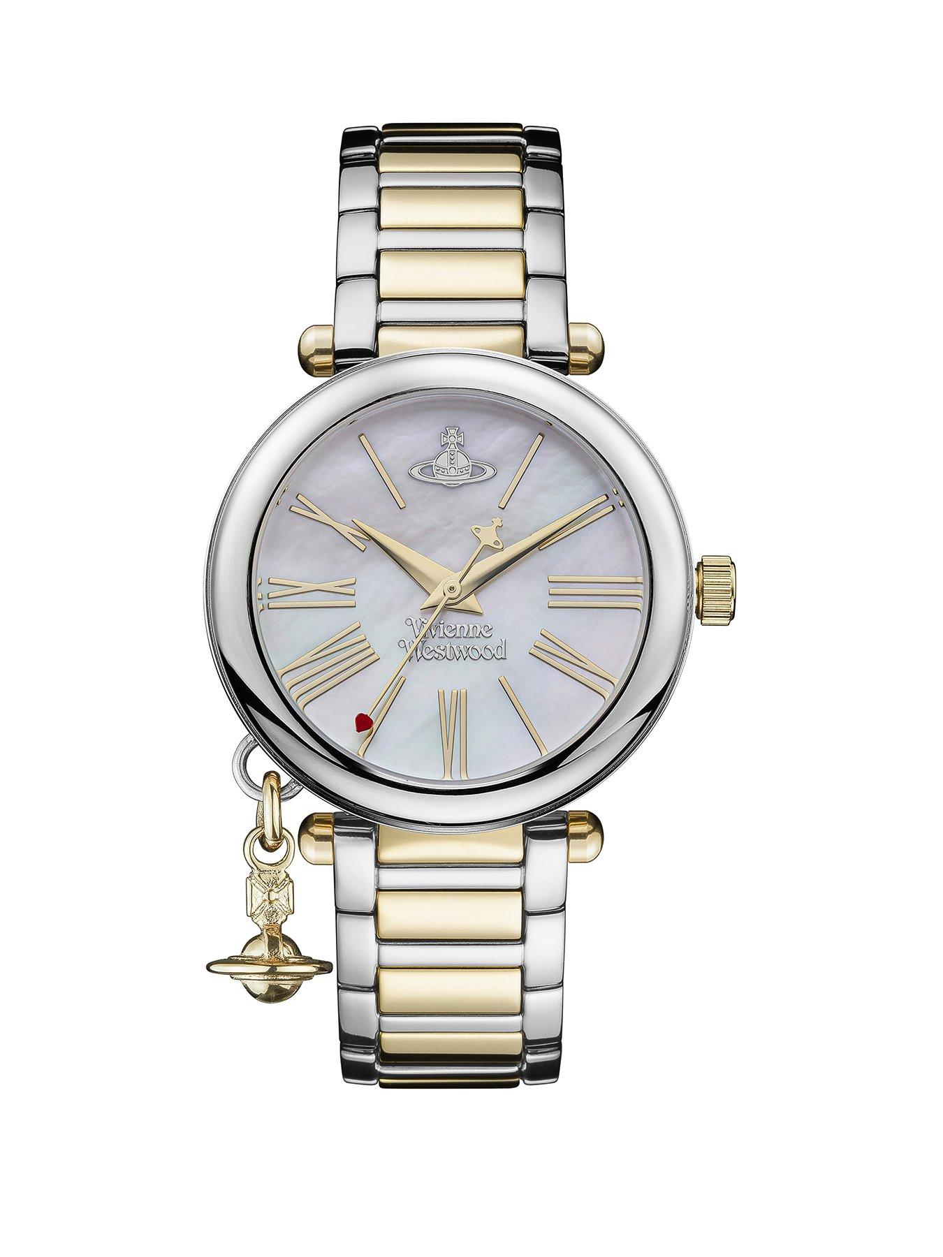 Product photograph of Vivienne Westwood Mother Orb Ladies Quartz Watch With Mop Dial Amp 2-tone Stainless Steel Bracelet from very.co.uk