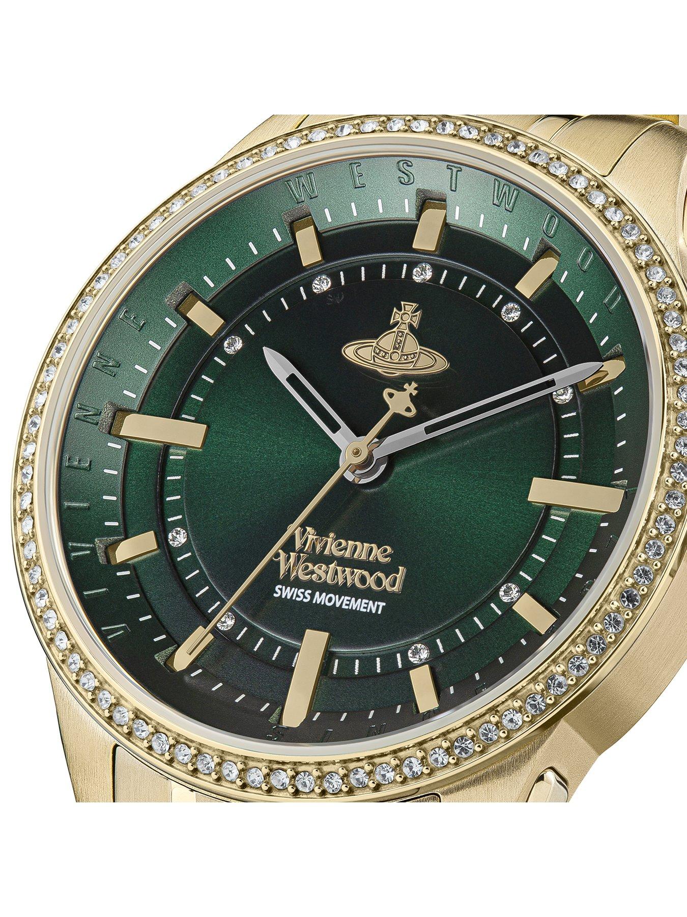 Vivienne Westwood Eastend Ladies Quartz Watch with Green Dial and Gold Stainless Steel Bracelet Very