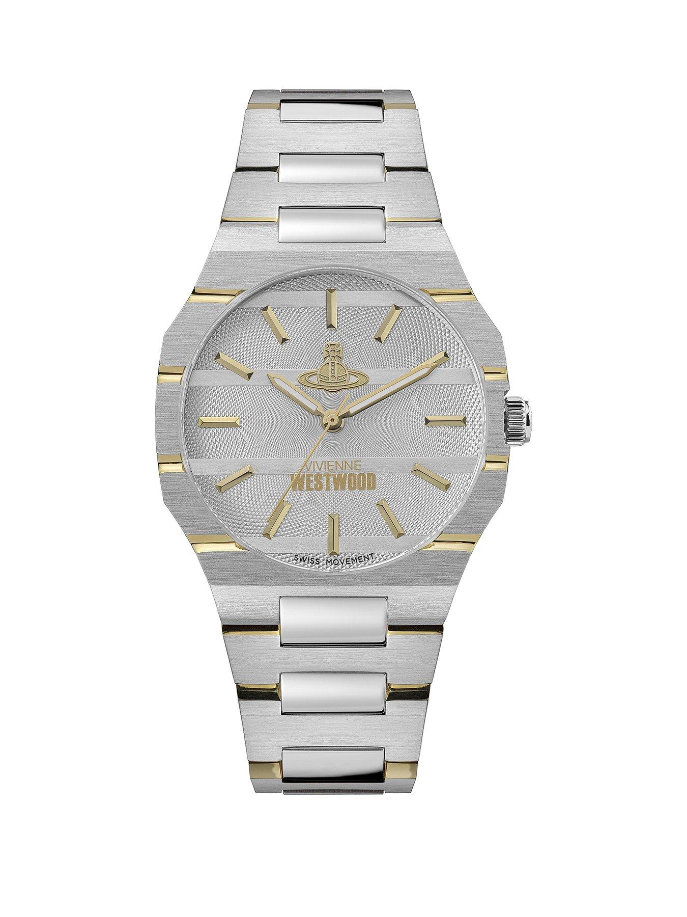 undefined Bank Unisex Quartz Watch with Light Grey Dial and Two Tone Stainless Steel Bracelet