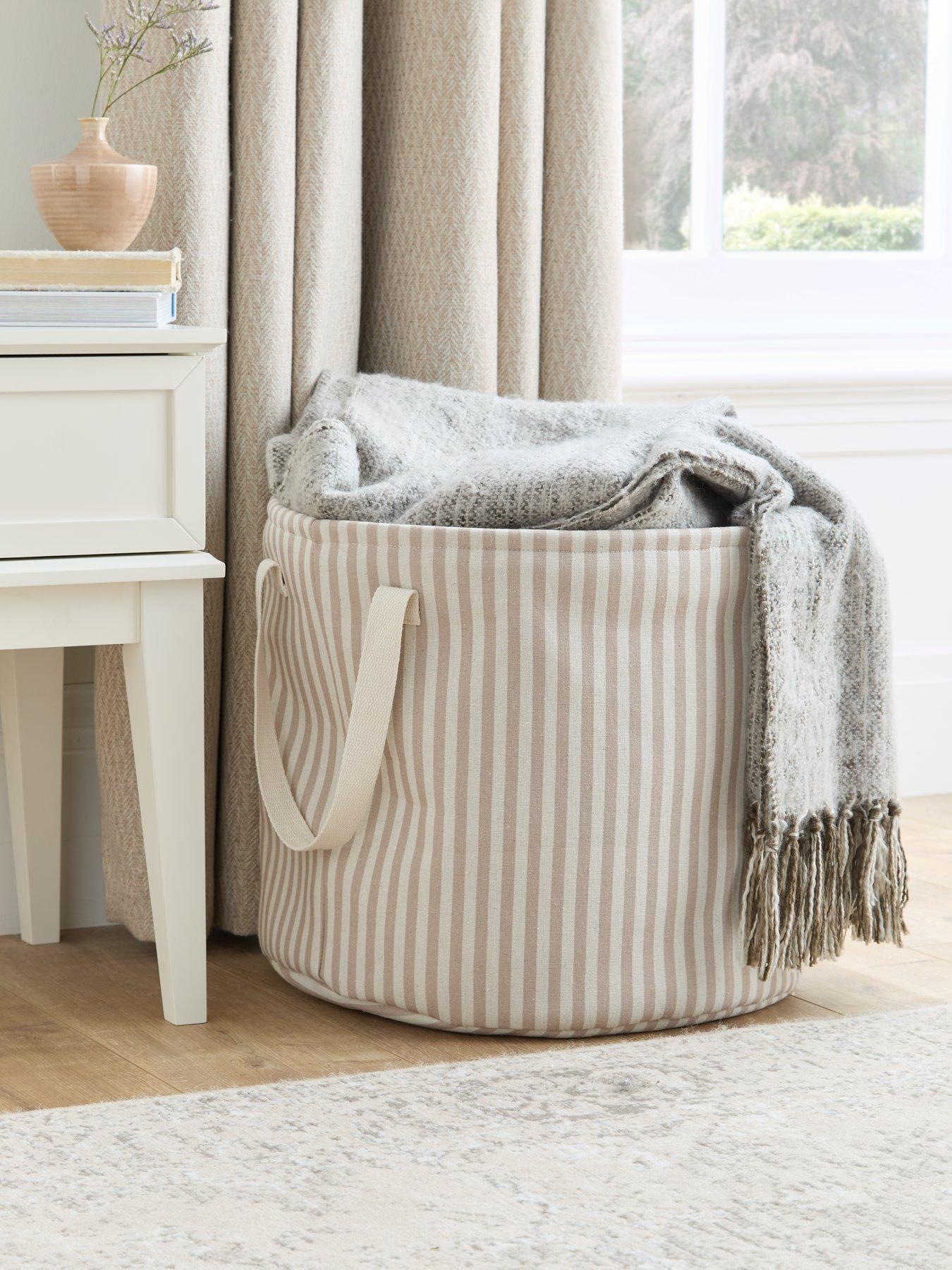 Product photograph of Very Home Drawstring Storage - Beige Stripe from very.co.uk