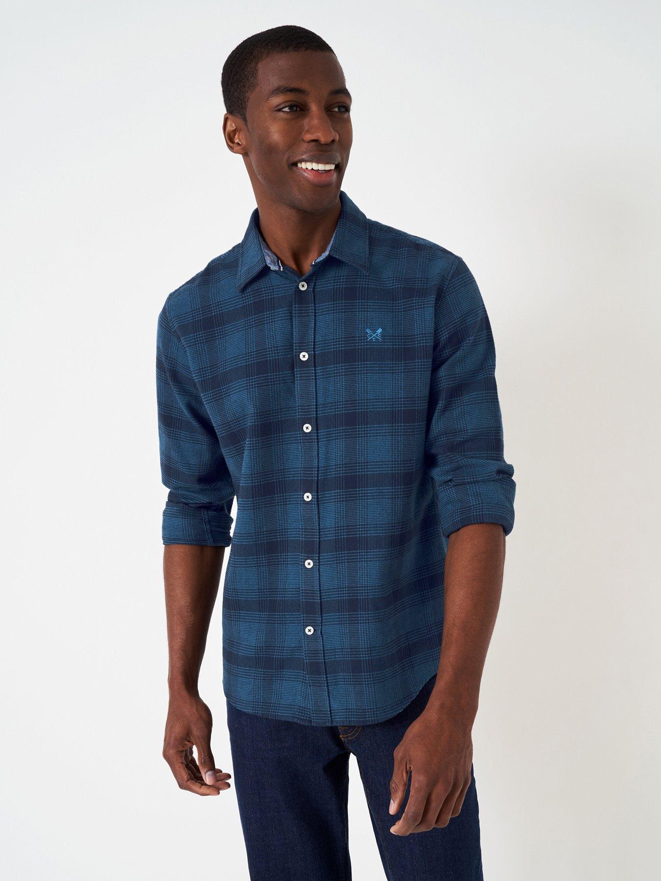 dark blue check shirt