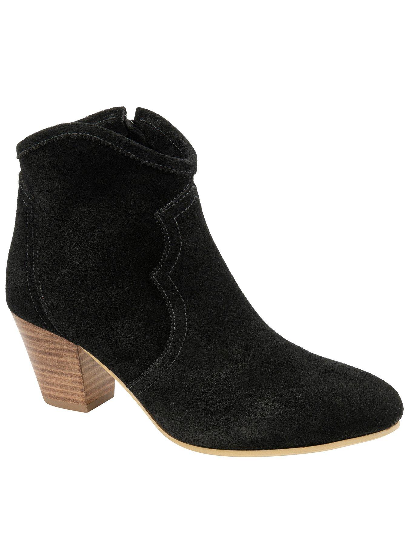 Black suede 2024 western ankle boots