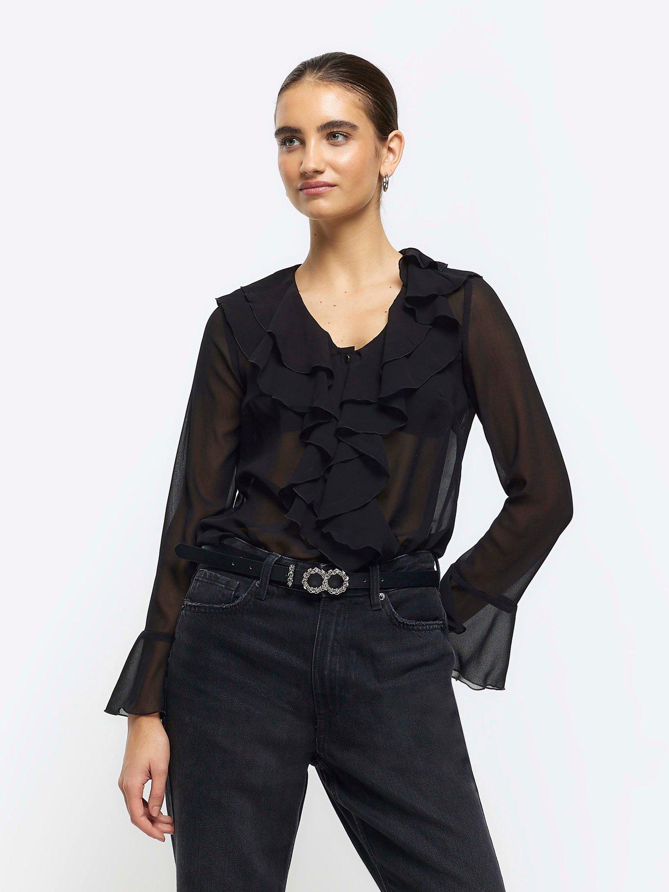 Black chiffon cheap blouse uk