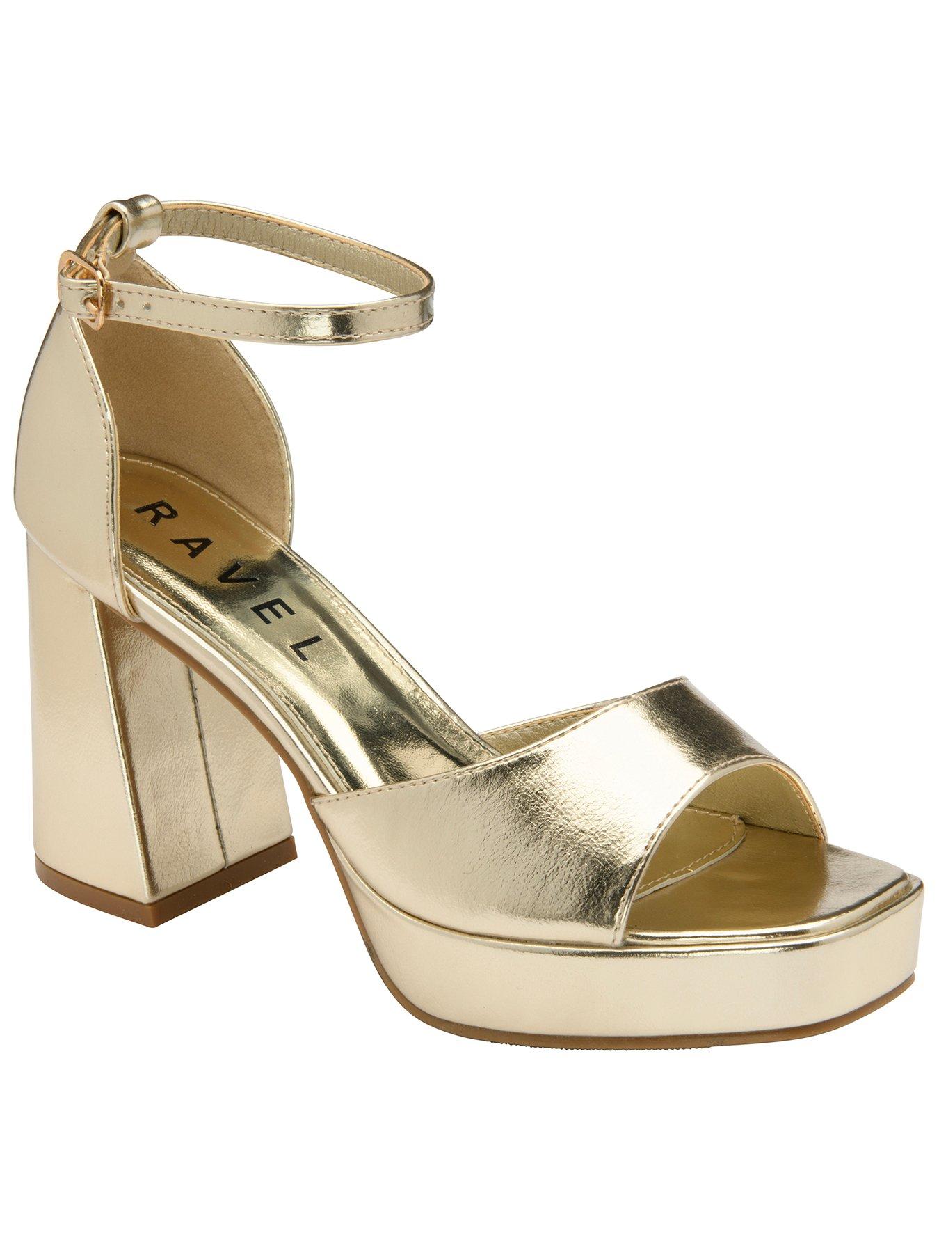 Glam Block Heel Sandals In Wide Width In Tumbled Metallic Suede