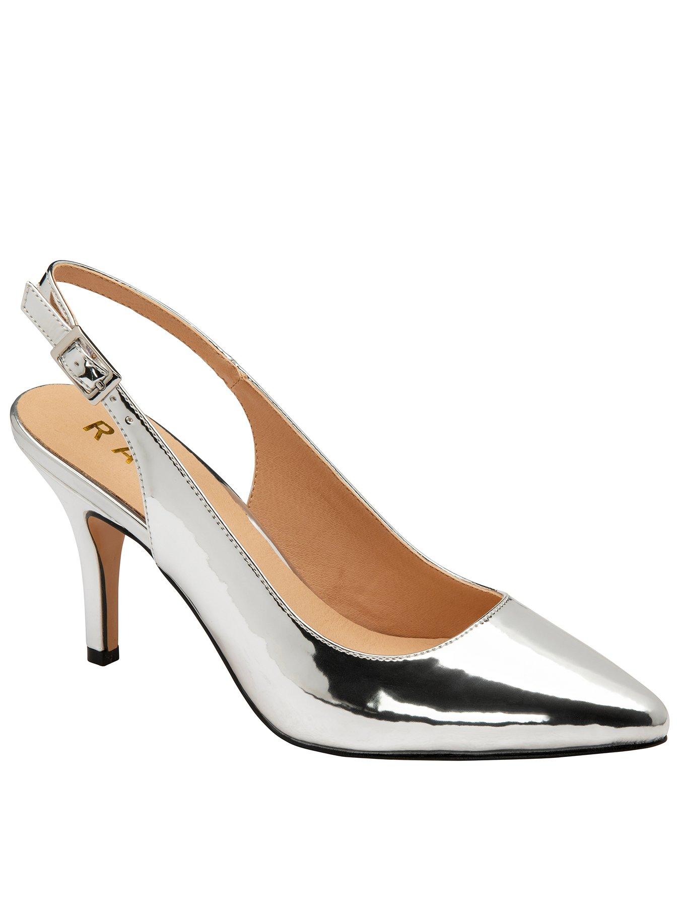 Metallic silver outlet heels uk