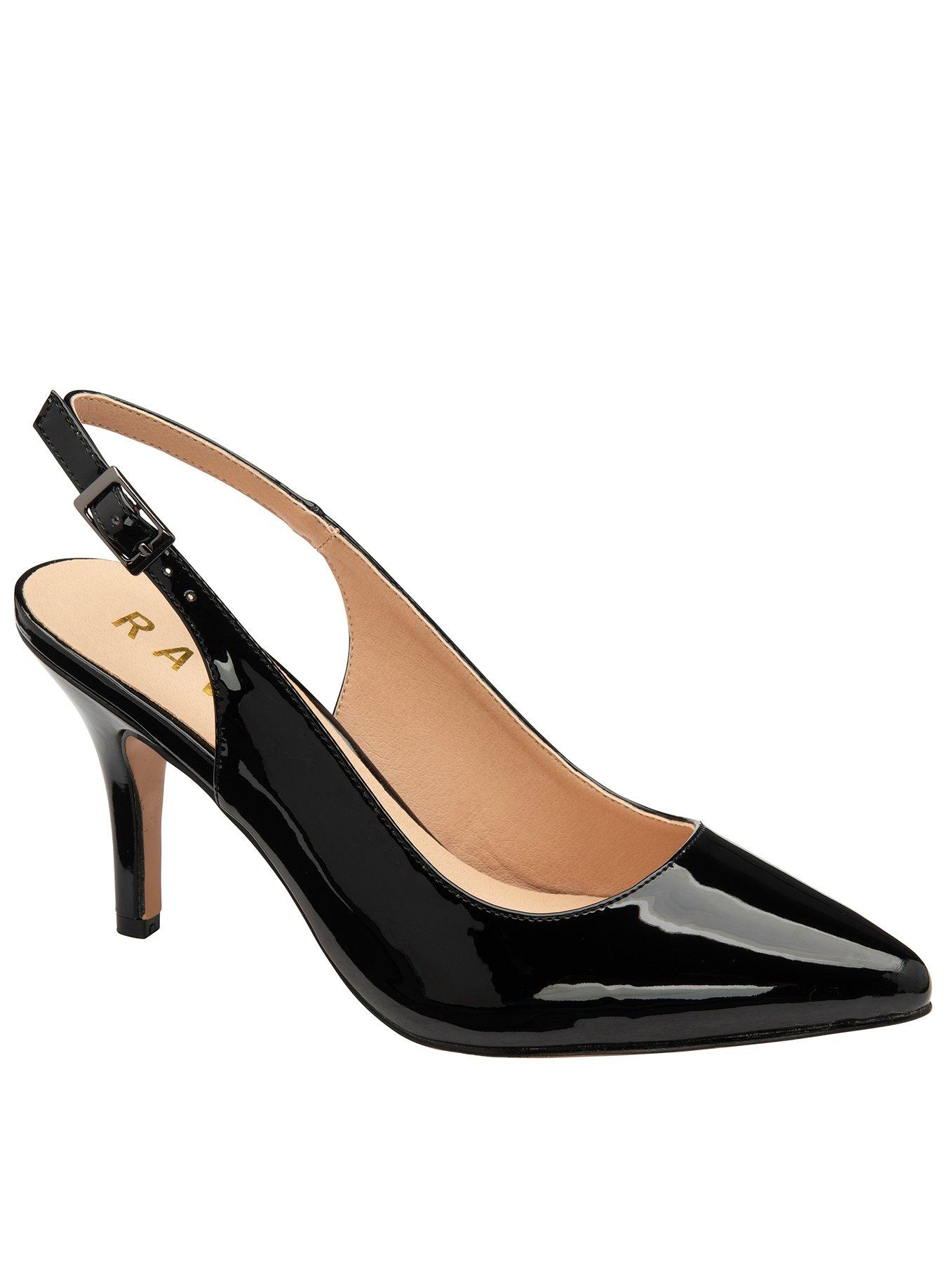 Ravel Kavan Black Patent Heeled Slingback Shoe very.co.uk