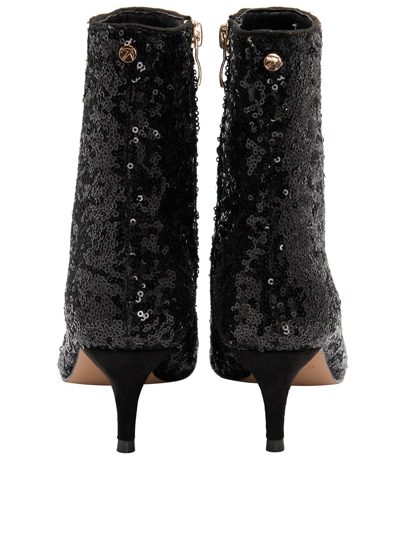 Ravel Currans Black Sequin Heeled Ankle Boot Very