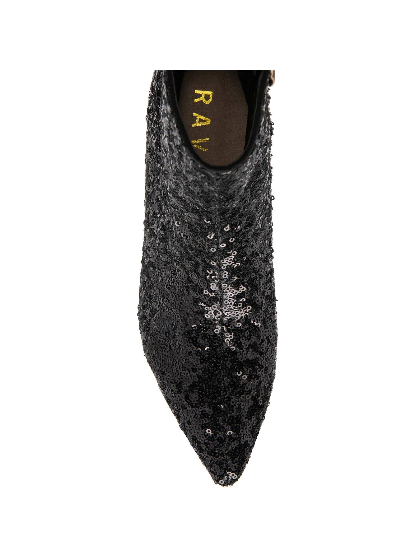 Ravel Currans Black Sequin Heeled Ankle Boot | Very.co.uk