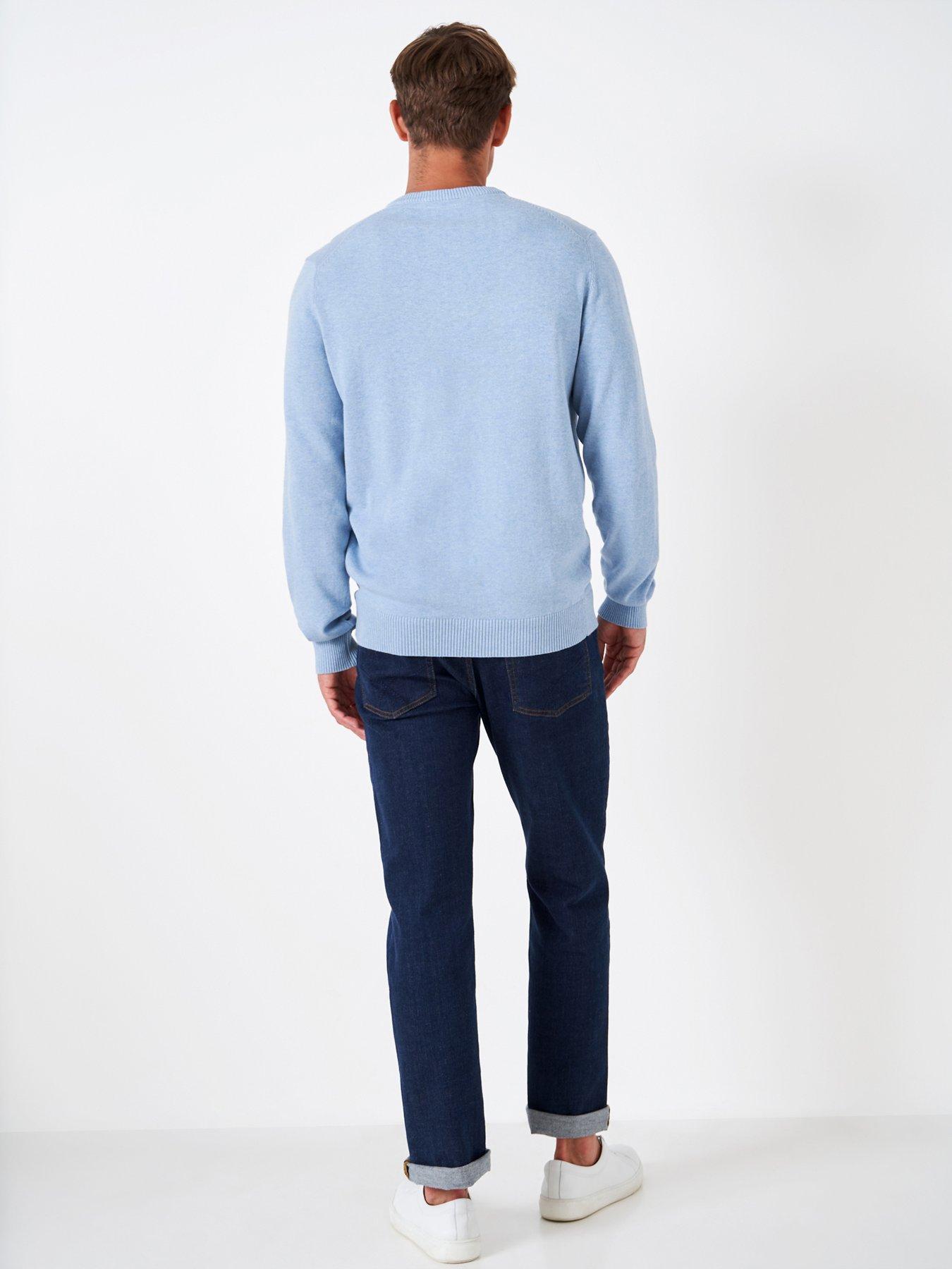 Crew Clothing Organic Cotton V Neck Jumper - Light Blue | very.co.uk