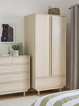 Product photograph of Very Home Marcel 2 Door 1 Drawer Wardrobe - Oak from very.co.uk