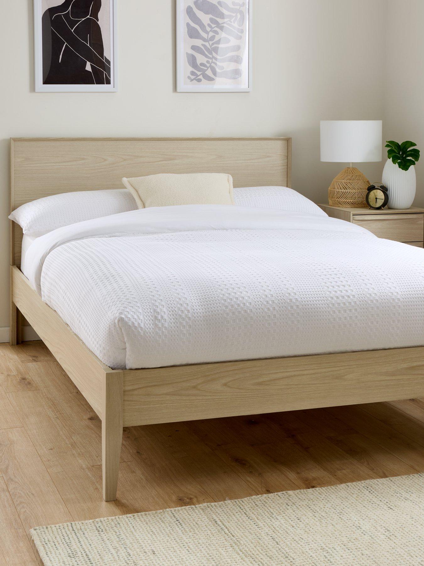 Product photograph of Very Home Marcel Bed Frame With Mattress Options Buy Amp Save - Light Oak - Bed Frame With Memory Mattress from very.co.uk