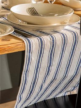 Product photograph of Mikasa Mk Cotton Linen Table Runner Navy Stripe from very.co.uk