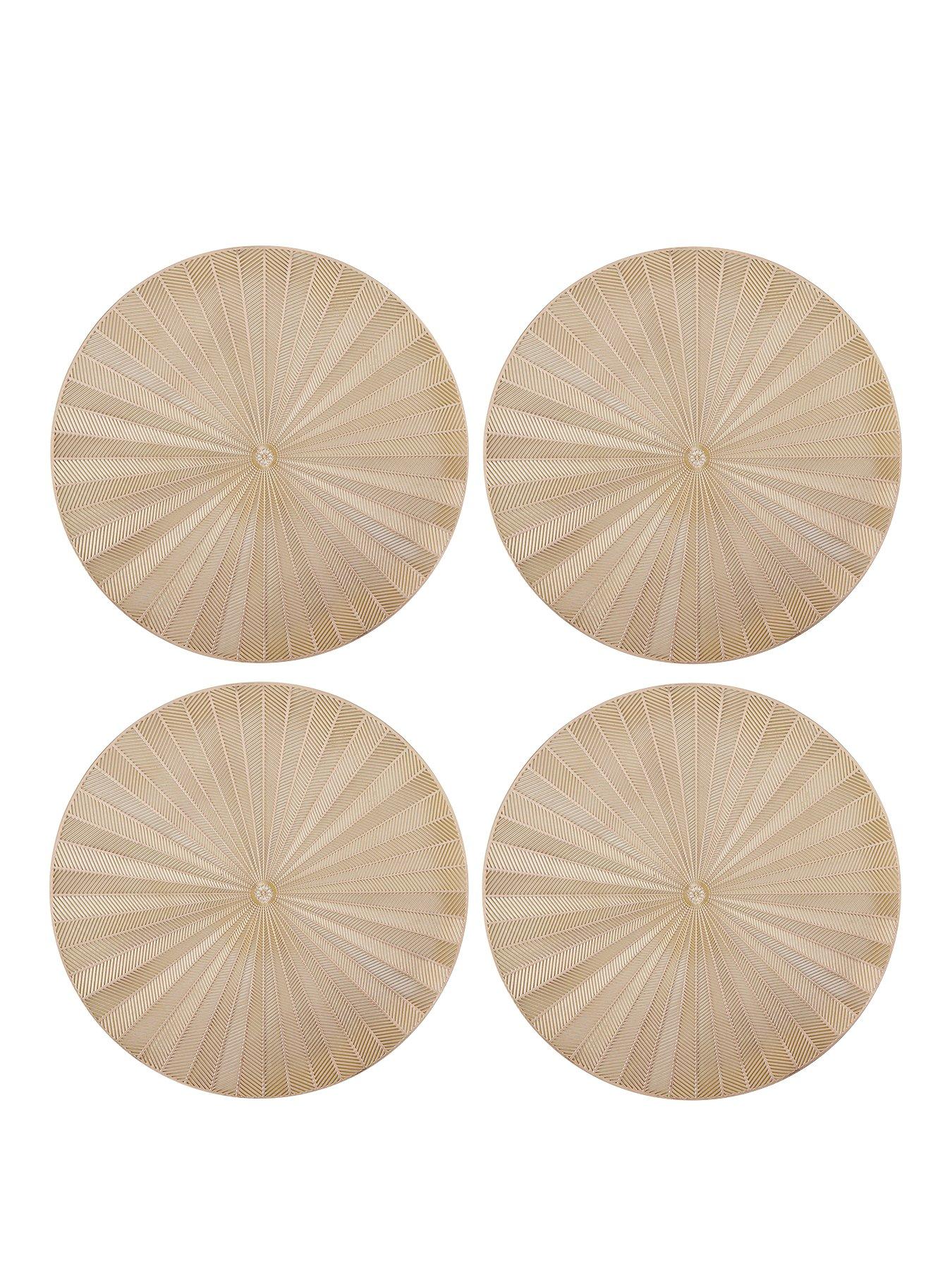 Mikasa Set of 4 Round Metallic Placemats - Gold