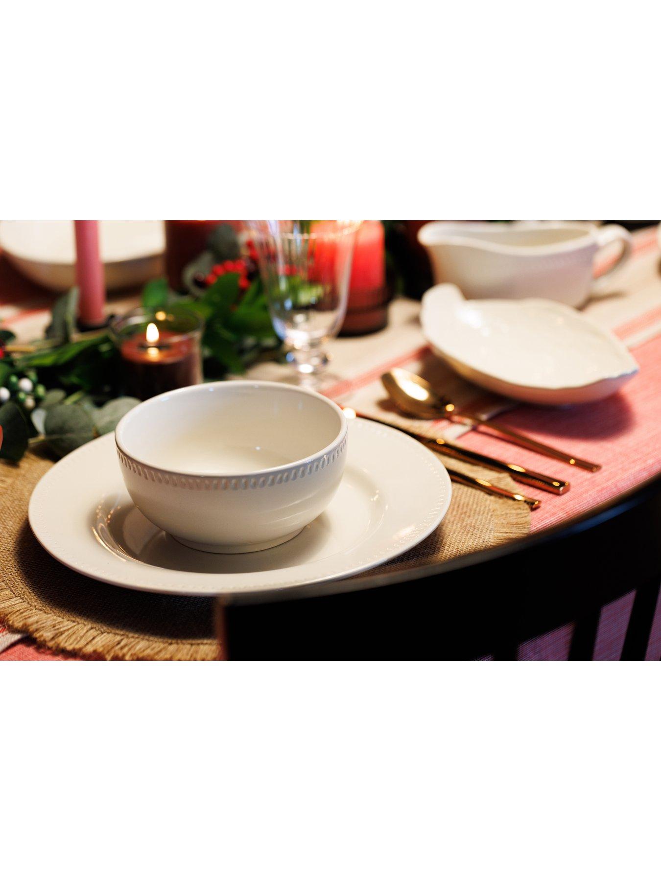Image 3 of 7 of Mikasa Cranborne Set of 4 Cream Stoneware Cereal Bowls