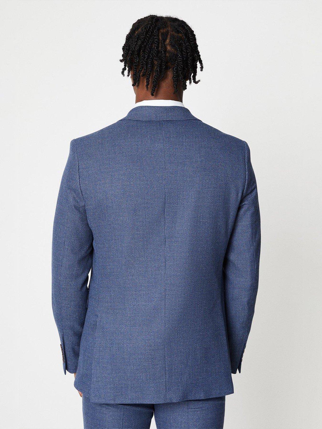 Burton Blue Puppytooth Slim Suit Jacket