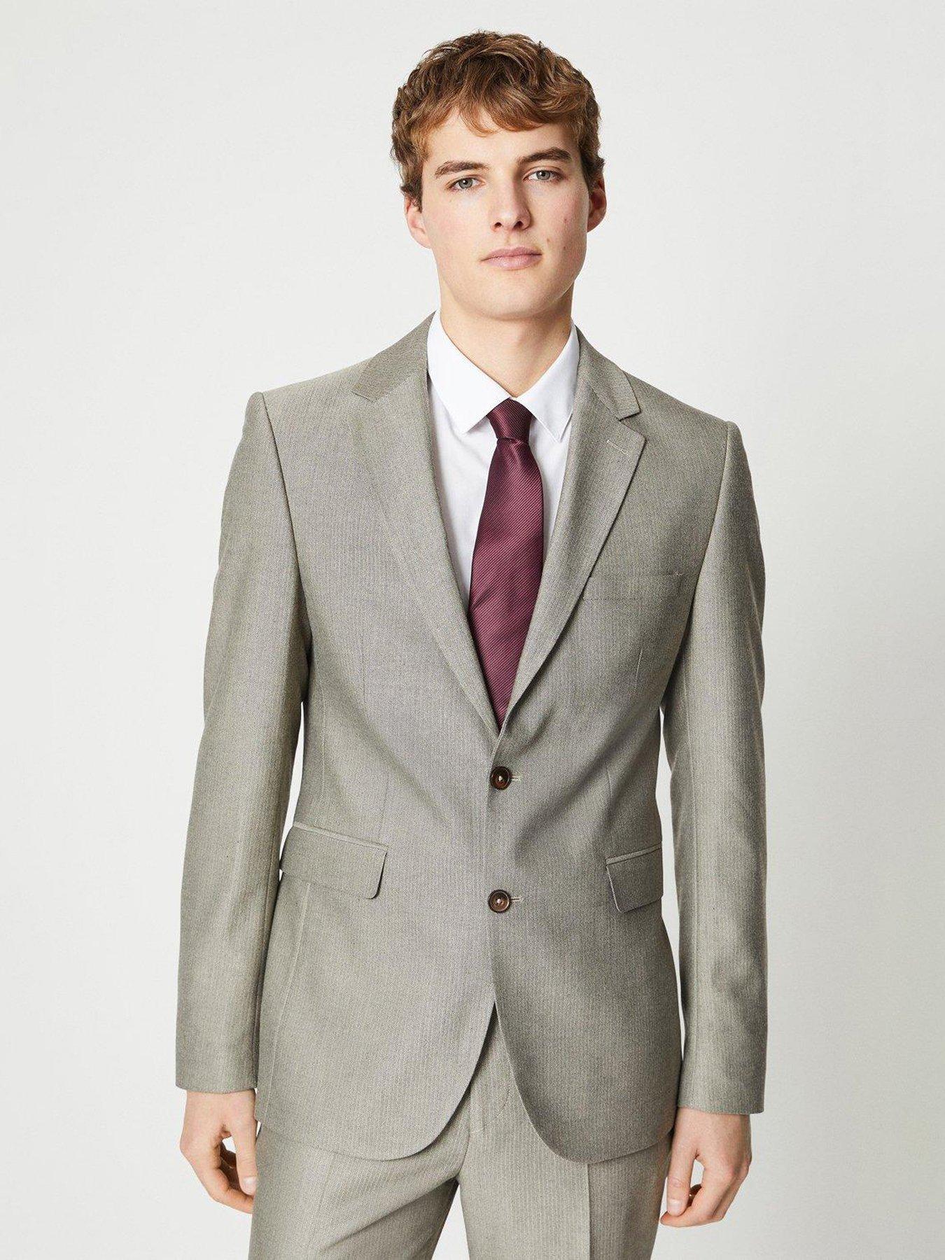 undefined Burton Herringbone Jacket - Beige