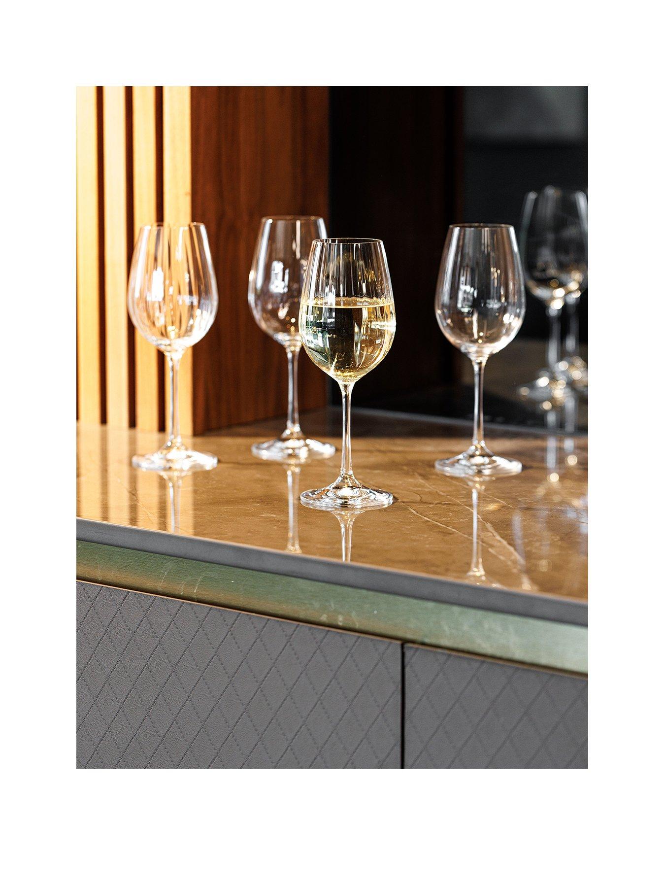 Mikasa Treviso Set of 4 Ridged Crystal White Wine Glasses