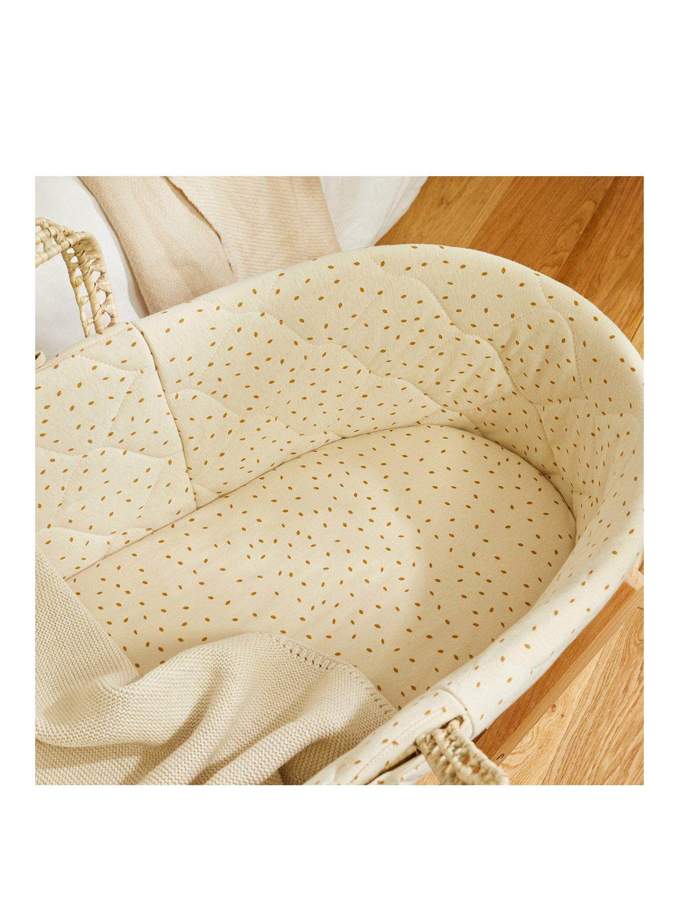 The Little Green Sheep Moses Basket Fitted Sheet Linen Rice Print