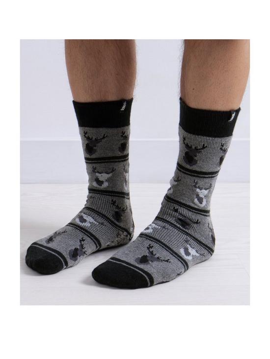 stillFront image of totes-original-novelty-stag-slipper-socks-multi