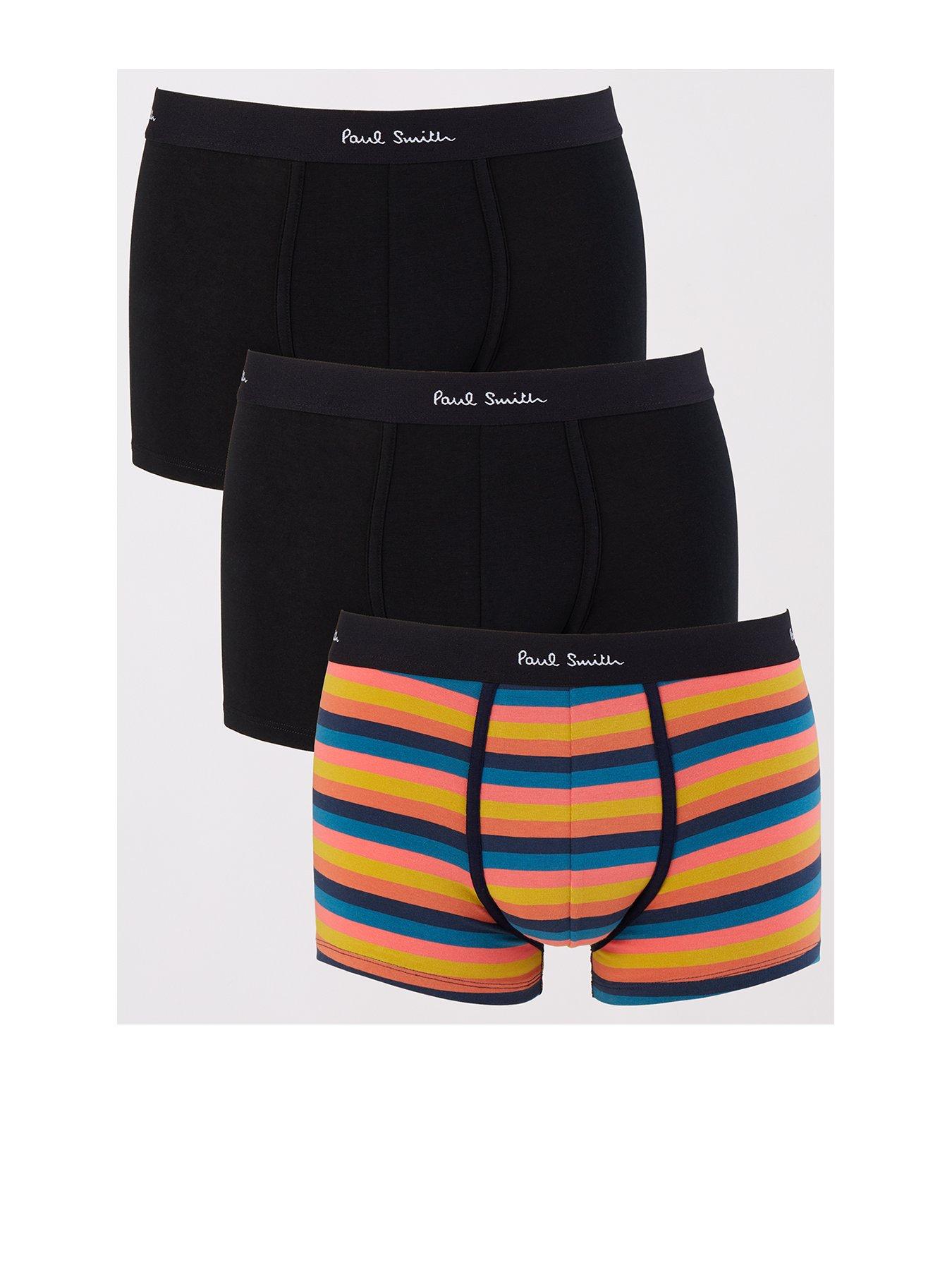 Ps Paul Smith 3 Pack Plain/Stripe Trunks - Black