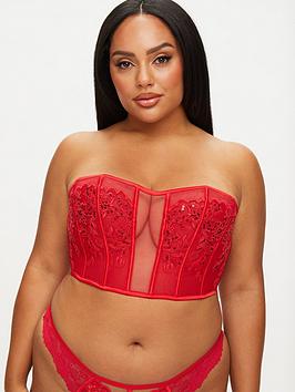 ann summers icon non pad boned corset bustier red, bright red, size s, women
